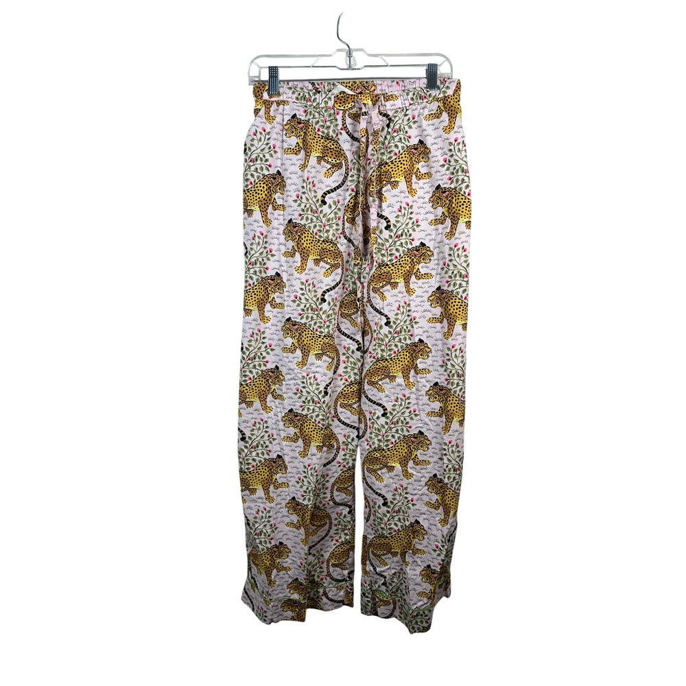 Printfresh Pajama Pants Women 6X Pink Leopard Floral Excellent Hem 3274